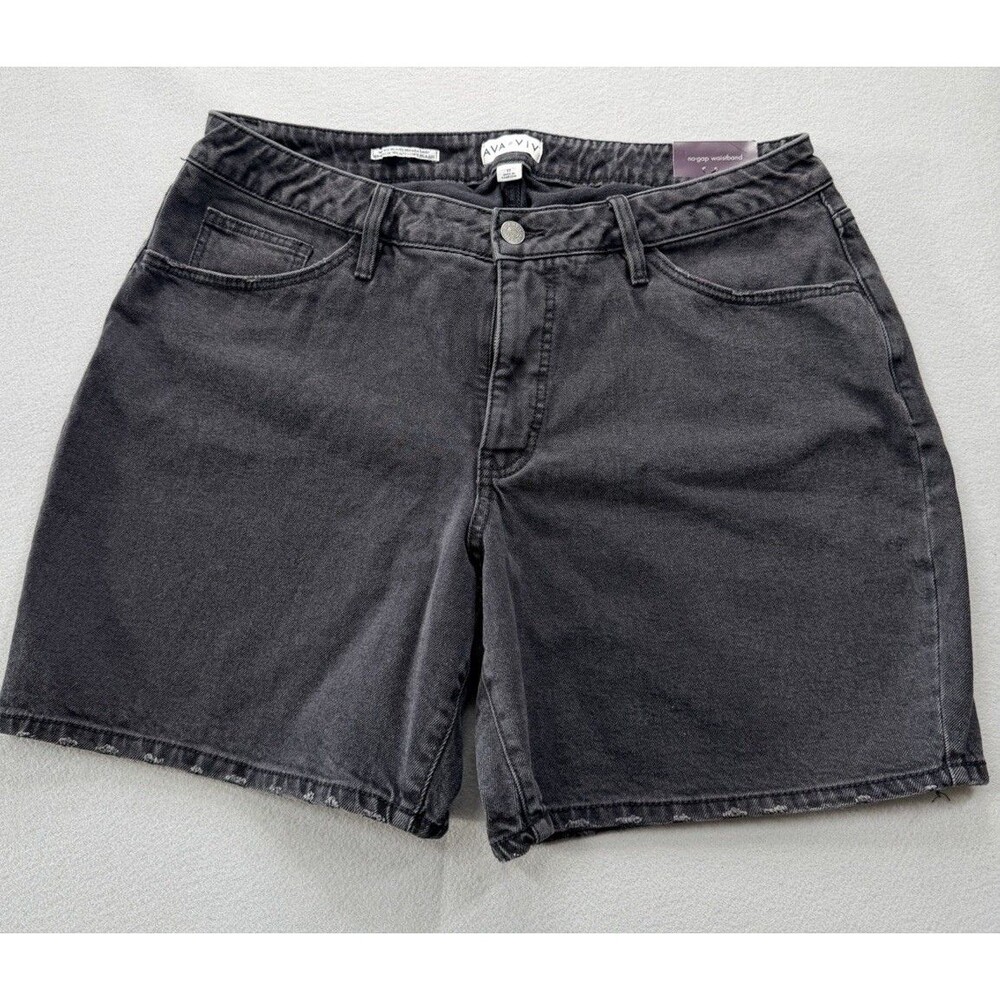 Ava & Viv Women’s Black Denim Bermuda Shorts High Rise Relaxed Fit Size 17